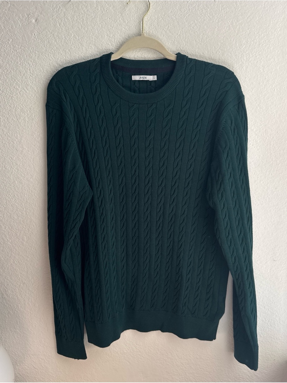 Joules Men's Dark Green Cable Knit Crewneck Sweater